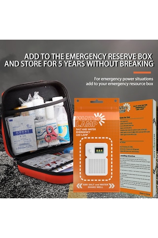 Aubyhe Tuzlu Su İle Çalışan Led Fener, Dış Mekan Işığı, Şarj Gerektirmeyen, 200 Saat Süre, Portatif Kamp Lambası Turuncu Tuz Paketi Yok Çok Renkli