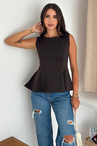 Noa & Noa Kadın Peplum Bluz Vücuda Oturan & Zarif Kesim Kahverengi