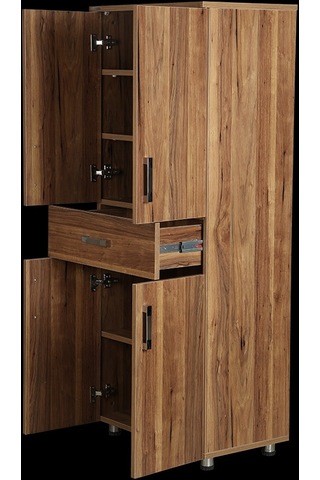 Çok Amaçlı Dolap 180 Cm Hard Parlak Ceviz Suntalem 4raf 1çekmece Kutuda Sevk El Yapım Ceviz