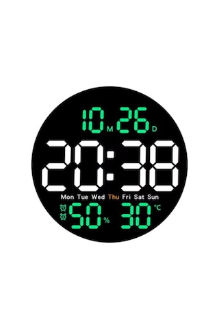Dijital Duvar Saati Derece Tarih Nem Gün Alarmlı Kasa Ölçüsü 25x25 Cm