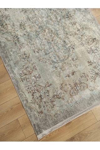 Çam Halı Gloria Td116 Bej Vintage Eskitme Desen Dokuma Saçaklı Kilim