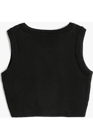 Koton Kolsuz Crop Kazak Halter Yaka Dar Kalıp Asimetrik Kesim Siyah 4skg90001at 4SKG90001AT999 Siyah