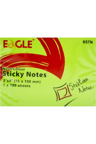Eagle 75 X 100 MM Neon Yapışkanlı Not Kağıdı 100 Yaprak Yeşil 657N