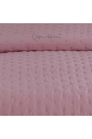 River Rose Pliseli Ultrasonic Yatak Örtüsü Açık Pembe