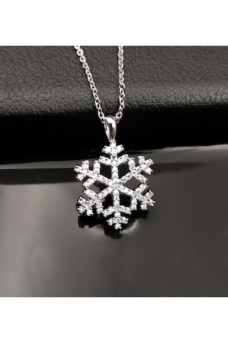 Vegagiftshop Gümüş Kaplama Kar Tanesi Kolye Altın