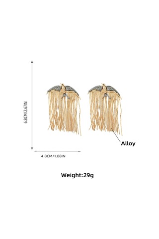 Geeksen Uçan Kuş Modeli Allüminyum Küpe - Altın Renkli, Kanatlı Ve Uzun Tasselli, Moda Aksesuarı Gold