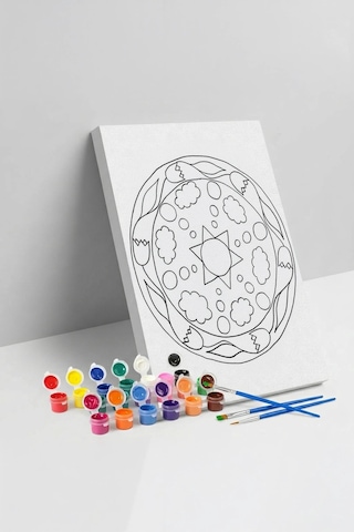 Paskalya Yumurtası Desenli Mandala Ahşap Boyama Seti 40x50 Cm