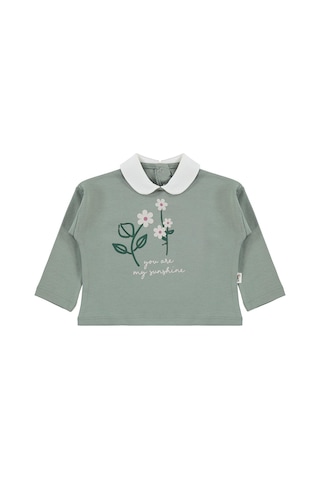 Civil Baby Çiçek Baskılı 6-18 Ay Sweatshirt - Yeşil Çağla Yeşili