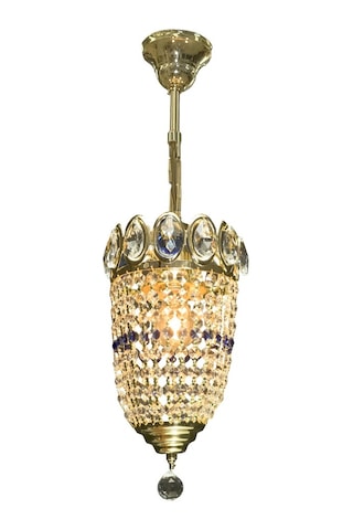 Klasik Kristal Taşlı Tekli Sarkıt Avize - 15 Cm