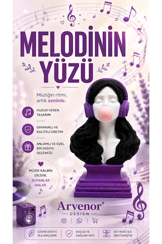 Melodinin Yüzü 15cm Dekoratif Biblo 3d Baskı