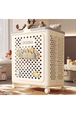 Çocuk Oyuncak Saklama Sepeti Büyük Kapasiteli Bebek Bebek Bebek Ev Peluş Bebek Yapı Taşı Bitirme Kutusu Saklama Kutusu Bej