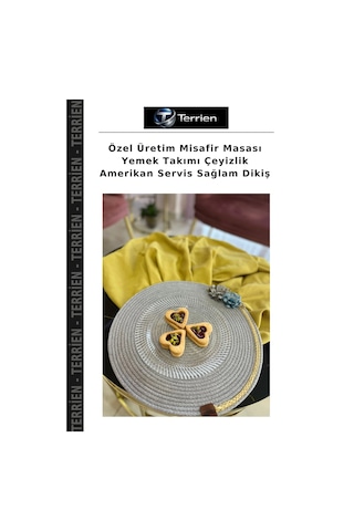 Özel Üretim Misafir Masası Yemek Takımı Çeyizlik Amerikan Servis Sağlam Dikiş Çok Renkli