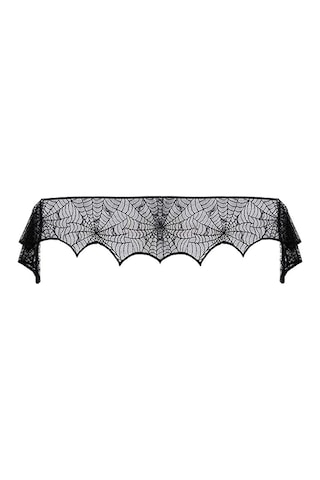 Ximistore9 Karanlık Pentiagram Desenli Polyester Kumaş, Halloween Partileri İçin 244x46 Cm Ateşlik Örtüsü, Kordonlu Lambak Ve Dekoratif Perdeler
