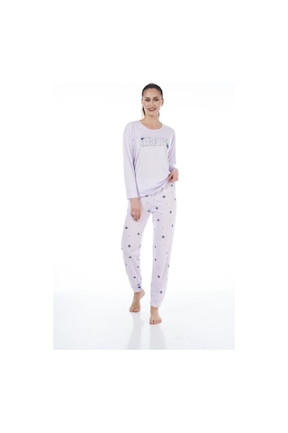 Estiva 22134 Kadın Üzüm Desenli Uzun Kollu Viskon Pijama Takım 001