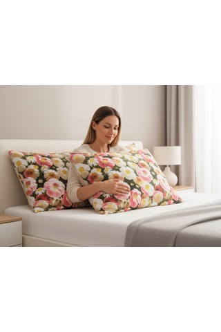 Artunhome Poplin Dijital Baskılı Yastık Kılıfı Seti 2 Adet 50x70 Cm %100 Pamuk Art20120039 Çok Renkli