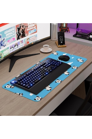 Panda Oyuncu Gaming Mouse Pad Kauçuk Kaymaz Taban Mousepad V1, 70x30 Xl