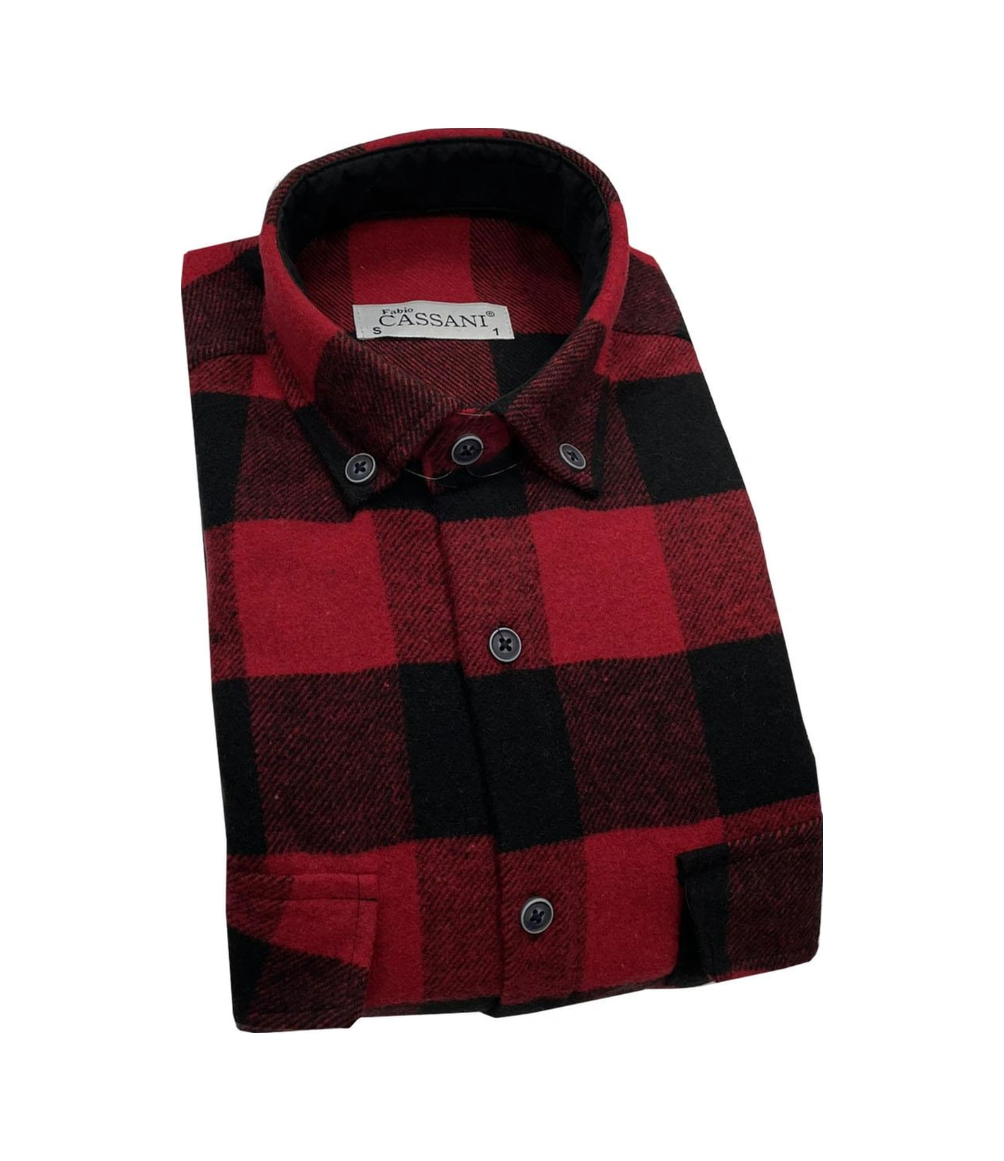 Fabio Cassani Erkek Kışlık Hakiki Oduncu Gömleği - 7398 Kırmızı