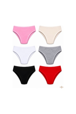 Hepsine Rakip 6'lı Tutku Kadın Pamuklu Bikini Külot Seti Nevra 0531 Çok Renkli