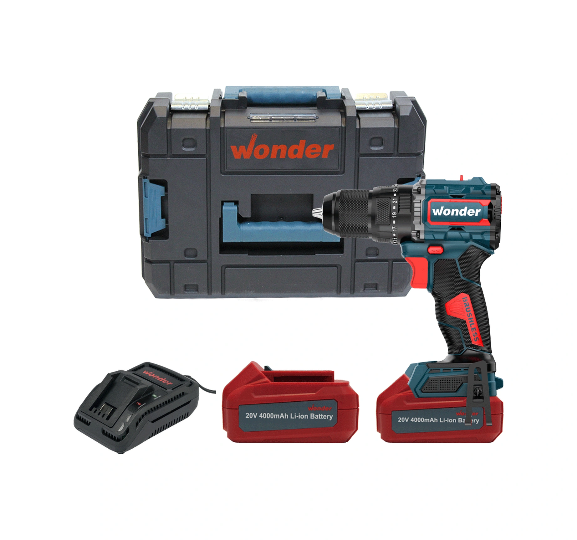 Wonder WAM26S4 20V 4.0AH Li-ion Çift Akülü Kömürsüz Darbeli Matkap