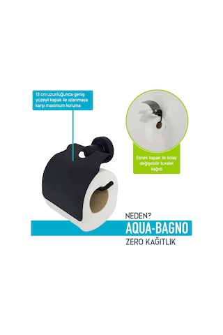 Aqua Bagno Zero Tuvalet Kağıtlığı - Mat Siyah