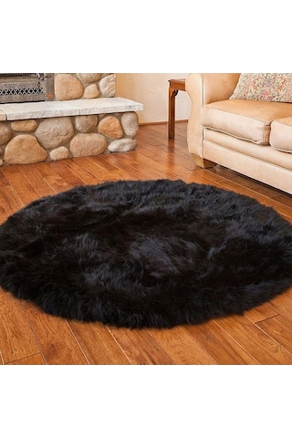 Tongxida Yumuşak Yuvarlak Gri Halı - 60 Cm Saçaklı Paspas - Oturma Odası/yatak Odası Dekorasyonu