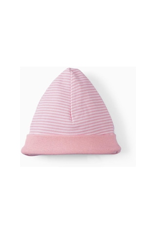 Yenidoğan Şapka Pembe Çizgili Pembe