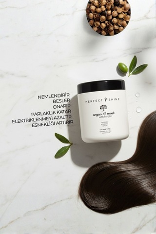 Perfect Shine Derinlemesine Besleyici Onarıcı Yoğun Bakım Argan Yağı Keratin İpek Proteinli Saç Maskesi 1 L