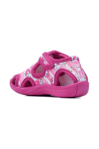 Günlük Unisex Çocuk Aqua Sandalet Esnek Kaymaz Taban Cırtlı Yazlık Deniz Kreş Ayakkabı 141 Fuşya Unicorn