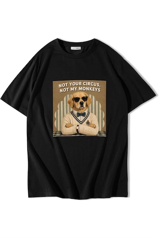 Brz Collectıon Brz Collection Unisex Oversize Not Your Circus, Not My Monkeys T-shirt Siyah