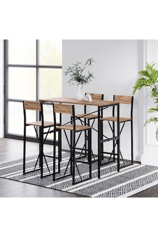 4 Kişilik Gzl Bar Masa Bar Sandalye Sandalye Takımı Çam 1583