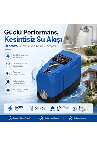 Sincontrol Sn-25zpz-40vıah35-q2 35 Metre Yeni Nesil Su Pompası 160w