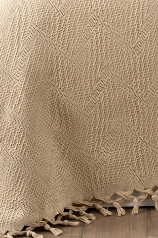 %100 Pamuk Çift Kişilik Bağlama Saçaklı Pike-220x240 Cm-kapuçino Cappuccıno Cappuccino