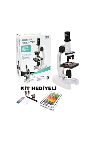 2 Li Set Çocuk Eğitici Biyolojik Mikroskop Kiti Zoom Led Işıklı 100x 400x 1200x St1200x Siyah