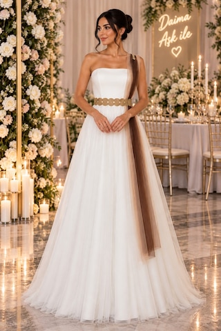 Gül&can Butik Abiye Straplez Sade Ve Asil Beyaz