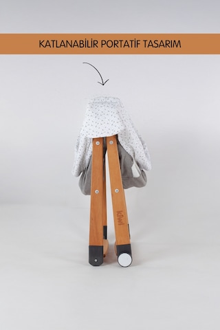 Kiwi Sleeper Anne Yanı Beşik, Portatif, Sallanır, Katlanır, Tekerlekli Bebek Beşiği - Luna Desen Vizon