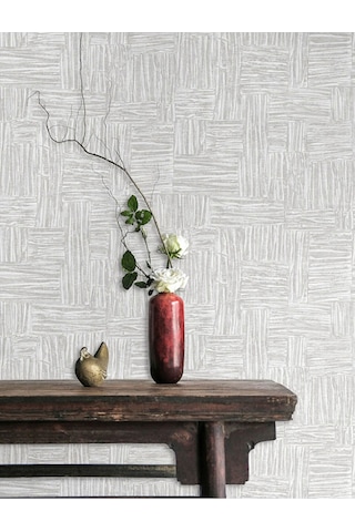 Adawall Muse Koleksiyonu- 25101-1 Gri Dokulu Silinebilir Nonwoven Vinil Duvar Kağıdı- Açık Gri, 1.06x15.6m - 16.5m² Krem