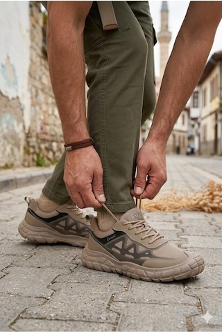 Pepita E097 Rahat Özel Tasarım Günlük Sneaker Erkek Spor Ayakkabı Kum