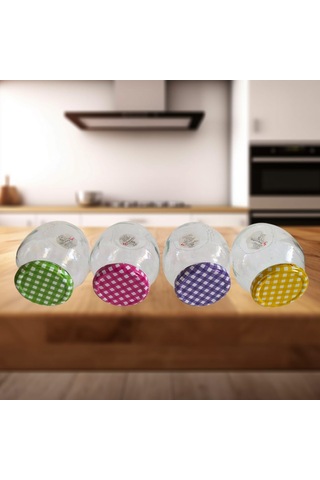 Paşabahçe Reçel & Baharatlık 4'lü 370 Cc Renkli Kapaklı 56137 Şeffaf