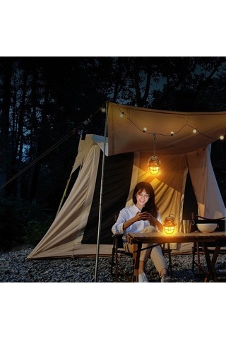 Dancemonkey Vintage Şarj Edilebilir Kamp Feneri - Su Geçirmez, 3 Renk, 40 Saat Çalışma Süresi Siyah Siyah