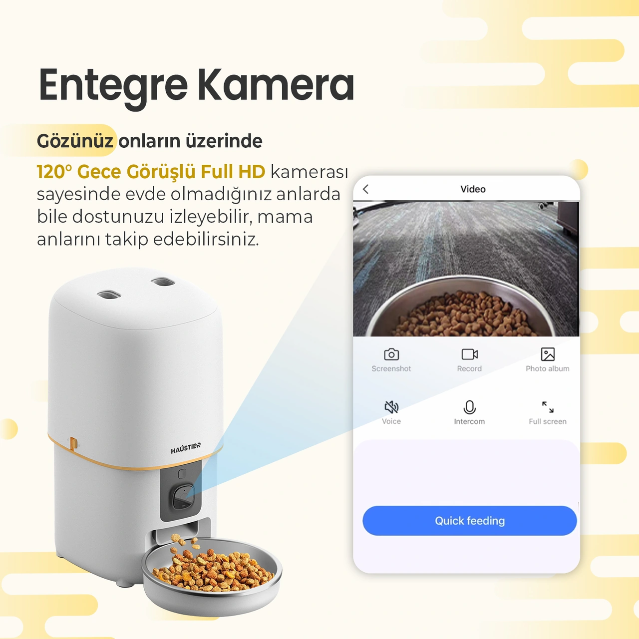 Haustier Pf05 Beyaz Kameralı 1080p Fhd Gece Görüş Akıllı Otomatik
