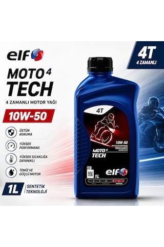 Elf Moto 4 Tech 10w-50 4t Motosiklet Motor Yağı 1 Litre Tam Sentetik Teknoloji Üstün Performans Jaso Ma2