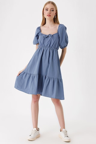Bigdart 2351 Kloş Poplin Elbise - İndigo 001
