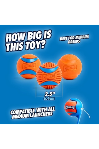Ayrex Chuckit Fetch Medley Gen 3 Ultra Ball, Fetch Ball, Rugged Ball 3'lü Köpek Oyun Topu Seti Orta Boy