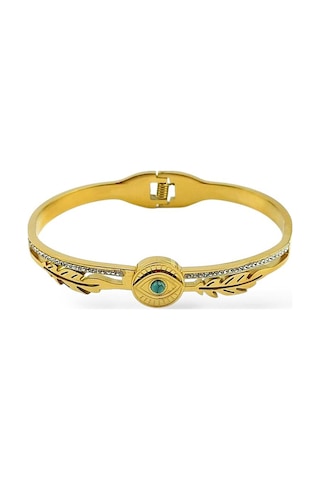 Yaprak Kordon Göz Detay Çelik Kelepçe Gold