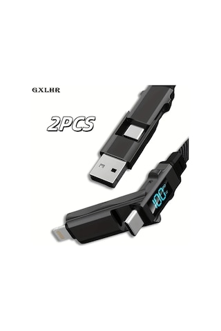 Honeybeeshop 2 Adet 100 Cm 100w Usb A Type C Lightning 4ü 1 Arada Hızlı Şarj Kablosu İphone Uyumlu Samsung Xiaomi İçin