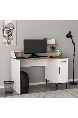 Zeta Çalışma Masası Bilgisayar Masası Ofis Masası Beyaz - Kemençe