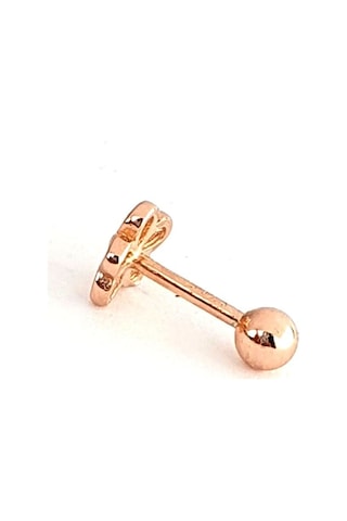 Çiçek Figürlü 925ayar Gümüş Rose Tragus Kıkırdak Piercing Altın