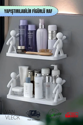 1 Adet İnsan Figürlü Kendinden Yapışkanlı Craft Banyo Rafı