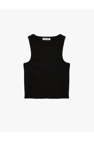 Koton Slim Fit Bisiklet Yaka Fitilli Kolsuz Atlet Siyah 6sal30051ık Siyah