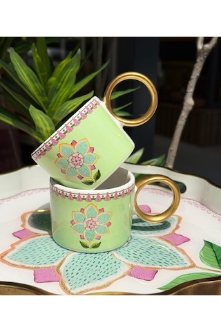 2'li Lüks Azura Bloom Kupa-5151 Çok Renkli